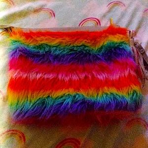 Fuzzy rainbow bag